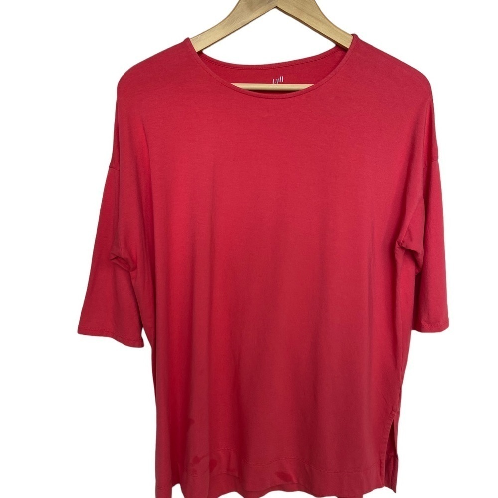 J.Jill women’s Luxe Supima cotton ballet 3/4 sleeve tunic red burgundy LP - Picture 2 of 7